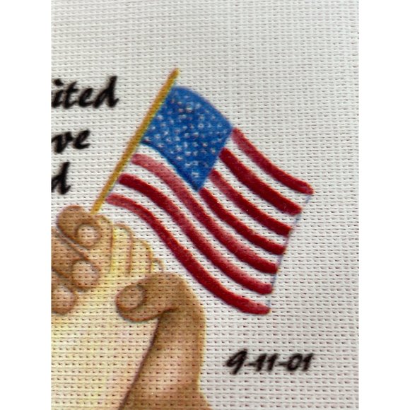 Vintage Banner Lace 911 Flag USA “United we Stand” Clasped Hands Unity Patriotic - Picture 10 of 13